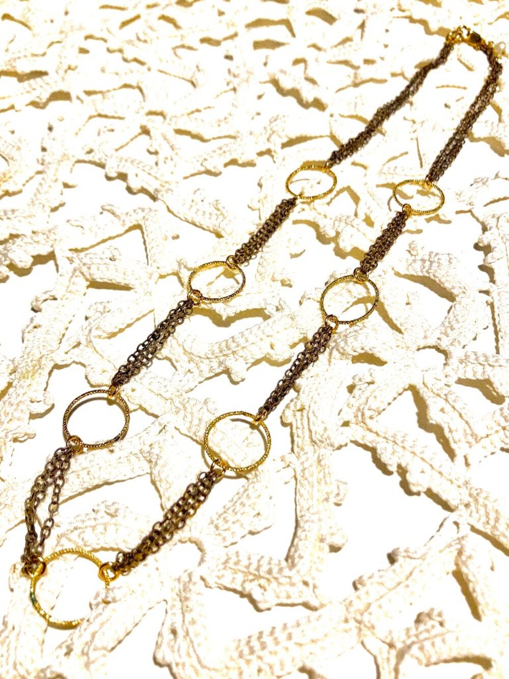 Classic Hoops and Chains Necklace 18" with Clasp